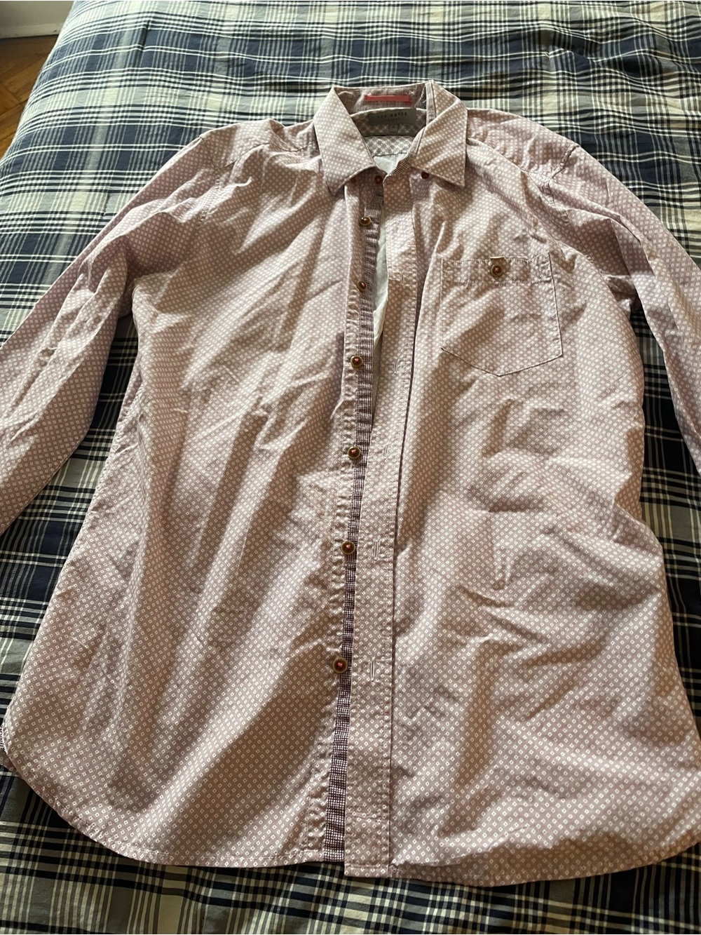 Ted Baker Maroon Micro-Print Button-Down Shirt